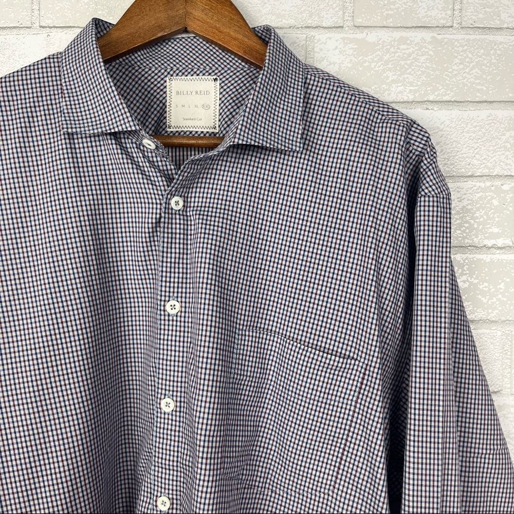 Billy Reid Professional Standard Fit Gingham Checked Business Button Shirt XXL